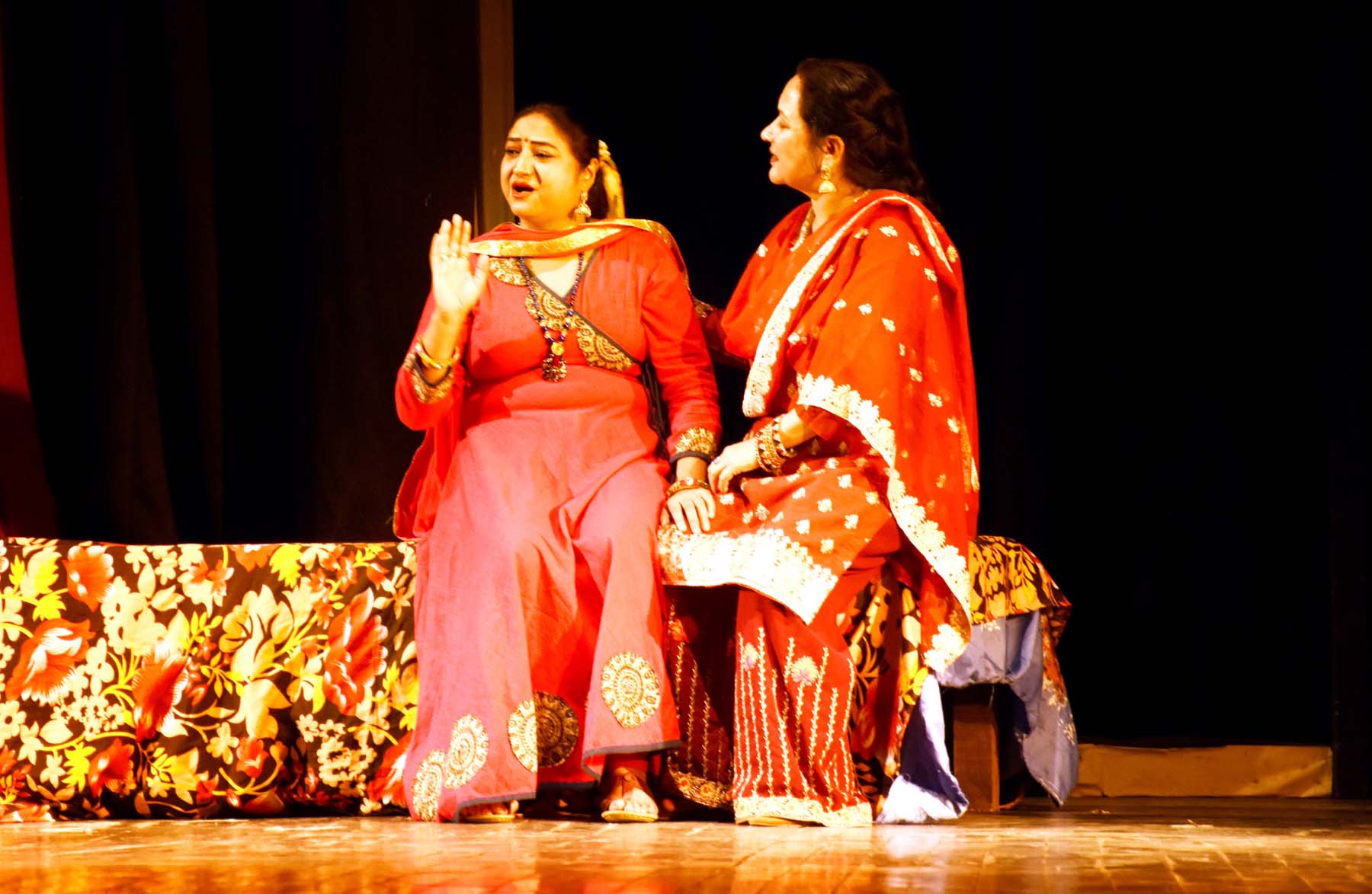 A scene from Dogri play 'Sass Puran' staged at Abhinav Theatre on Wednesday. -Excelsior/Rakesh A scene from Dogri play 'Sass Puran' staged at Abhinav Theatre on Wednesday. -Excelsior/Rakesh