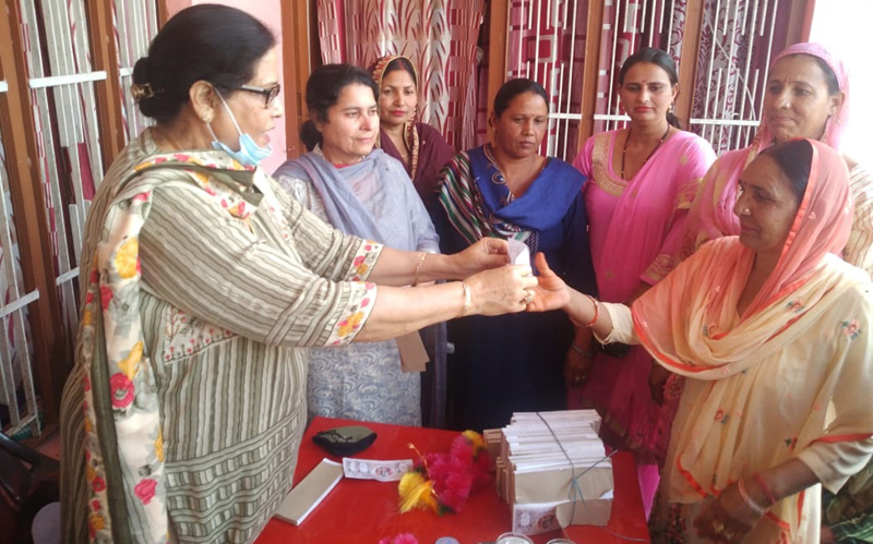 NC leader, Bimla Luthra during a membership drive at village Plata in R.S Pura. NC leader, Bimla Luthra during a membership drive at village Plata in R.S Pura.