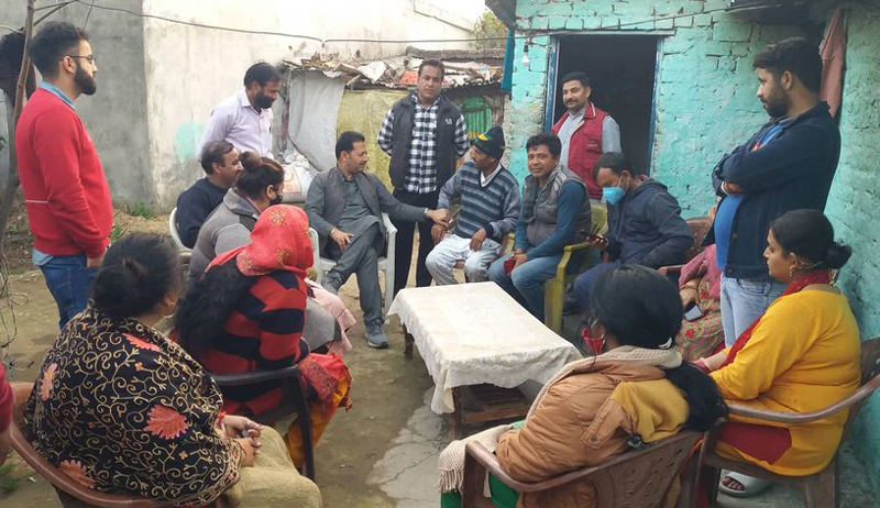 BJP leader, Baldev Singh Billawaria and others during a public meeting at Satwari on Wednesday. BJP leader, Baldev Singh Billawaria and others during a public meeting at Satwari on Wednesday.
