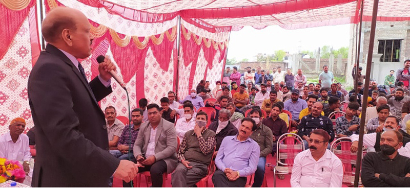 Former Minister A G Vakil addressing workers in Kot Bhalwal area on Sunday. Former Minister A G Vakil addressing workers in Kot Bhalwal area on Sunday.