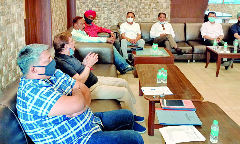 Office bearers of J&K Olympic Association during a meeting at Jammu on Thursday. Office bearers of J&K Olympic Association during a meeting at Jammu on Thursday.