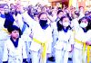 Taekwondo players protesting against Sports Council in Srinagar. -Excelsior/Shakeel