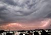 Lightning over Jammu City on Thursday evening. The City was lashed by heavy rains keeping temperature down. — Excelsior/Rakesh