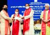 Vice President M Venkaiah Naidu along with Union Minister Dr Jitendra Singh and Lt Governor Manoj Sinha awarding degrees to pass-outs during convocation of IIM Jammu on Friday.
