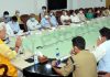Lieutenant Governor Manoj Sinha reviewing situation with DCs and SSPs of Jammu division on Thursday.