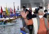 Lieutinant Governor Manoj Sinha and Union MoS Kirren Rijiju inaugurating Khelo India Centre of Excellence Water Sports Academy at Nehru Park Srinagar on Saturday.