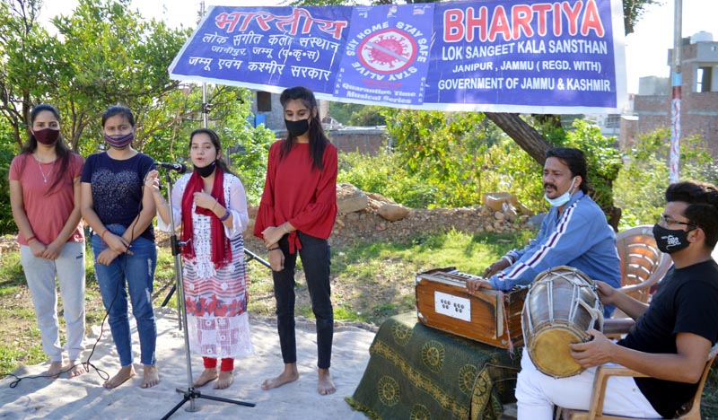 BLSKS artists during a programme on Malaria Day at Jammu on Saturday. BLSKS artists during a programme on Malaria Day at Jammu on Saturday.
