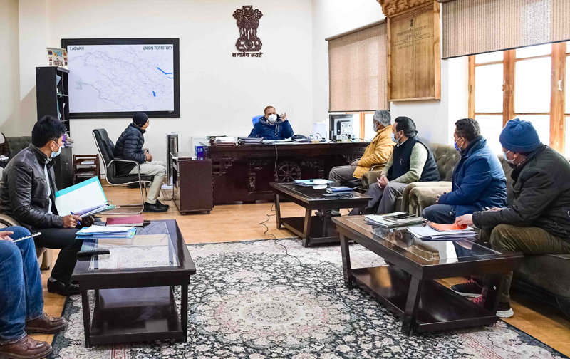 Principal Secretary, Dr. Pawan Kotwal chairing a meeting in Leh on Wednesday. Principal Secretary, Dr. Pawan Kotwal chairing a meeting in Leh on Wednesday.