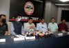 JCCI president, Arun Gupta flanked by other office bearers addressing press conference in Jammu on Saturday. —Excelsior/Rakesh