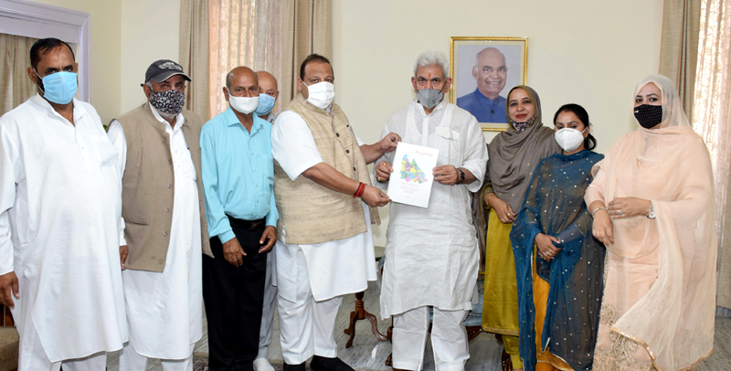 Former legislator Devender Singh Rana and others during meeting with Lt Governor. Former legislator Devender Singh Rana and others during meeting with Lt Governor.
