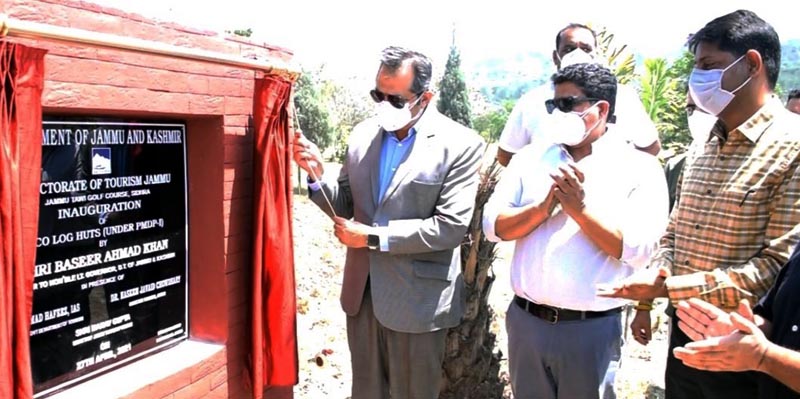 Advisor Baseer Ahmad Khan inaugurating eco huts at Tawi Golf Course, Sidhra in Jammu on Tuesday. Advisor Baseer Ahmad Khan inaugurating eco huts at Tawi Golf Course, Sidhra in Jammu on Tuesday.
