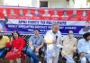Apni Party leader Ghulam Hassan Mir addressing party fuction in Jammu on Thursday.