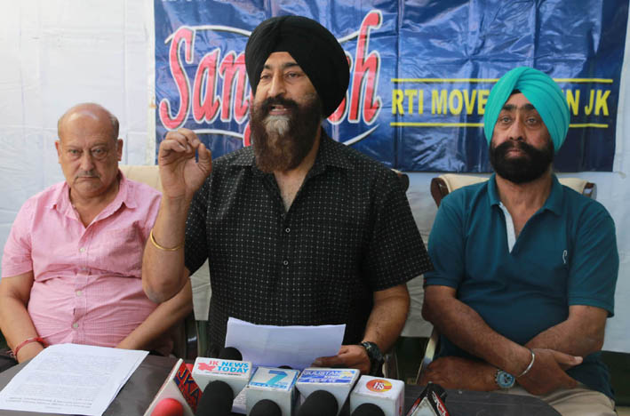 RTI activist Balvinder Singh addressing a press conference at Jammu. RTI activist Balvinder Singh addressing a press conference at Jammu.