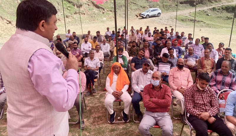 BJP general secretary Vibodh Gupta addressing a meeting at village Maira in Rajouri on Monday. BJP general secretary Vibodh Gupta addressing a meeting at village Maira in Rajouri on Monday.