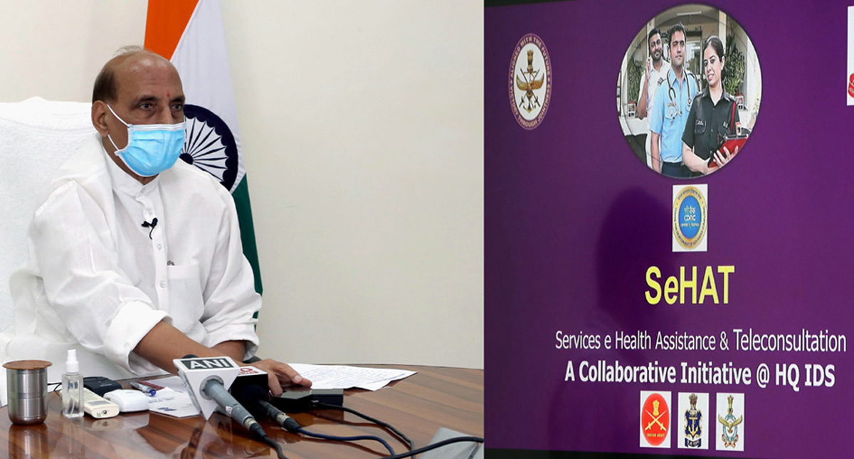 Union Minister for Defence, Rajnath Singh launching the Services e-Health Assistance & Tele-consultation (SeHAT) OPD portal, through video conferencing, in New Delhi on Thursday. Union Minister for Defence, Rajnath Singh launching the Services e-Health Assistance & Tele-consultation (SeHAT) OPD portal, through video conferencing, in New Delhi on Thursday.