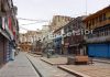 A deserted market in Leh city due to Corona curfew on Friday.— Excelsior/Morup Stanzin