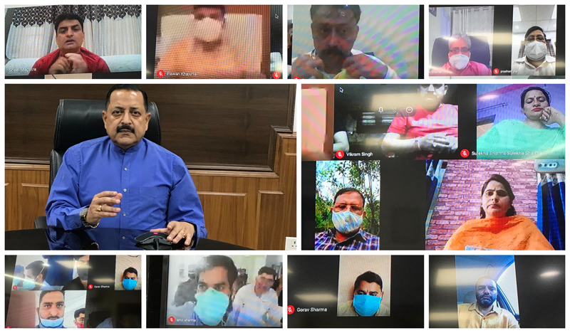 Union Minister Dr Jitendra Singh holding an interaction with public activists from each of the six districts of his Lok Sabha constituency of Udhampur-Kathua-Doda, on Friday. Union Minister Dr Jitendra Singh holding an interaction with public activists from each of the six districts of his Lok Sabha constituency of Udhampur-Kathua-Doda, on Friday.