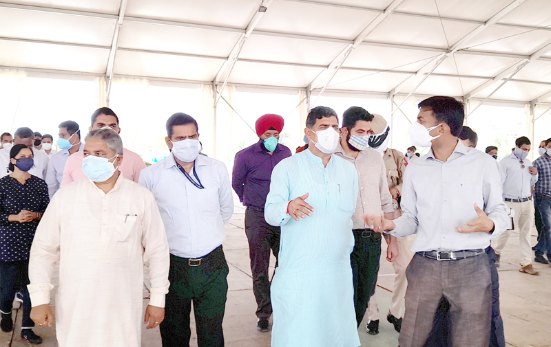 MP, Jugal Kishore Sharma inspecting under construction DRDO Hospital at Jammu on Thursday. MP, Jugal Kishore Sharma inspecting under construction DRDO Hospital at Jammu on Thursday.