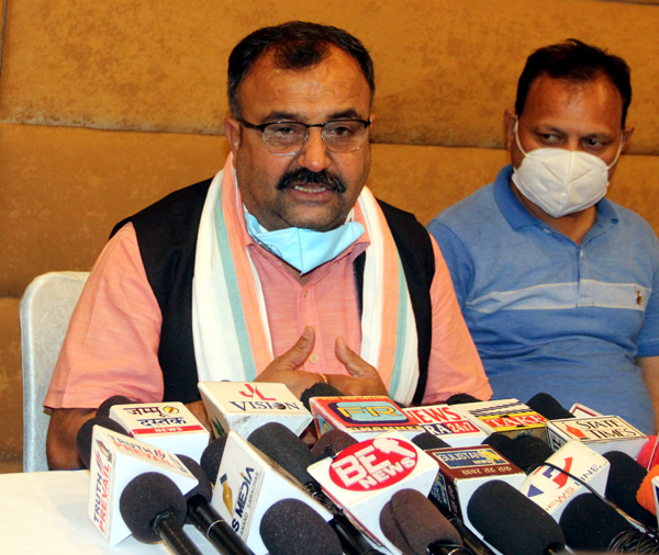 Vikram Randhawa addressing a press conference. -Excelsior/Rakesh Vikram Randhawa addressing a press conference. -Excelsior/Rakesh