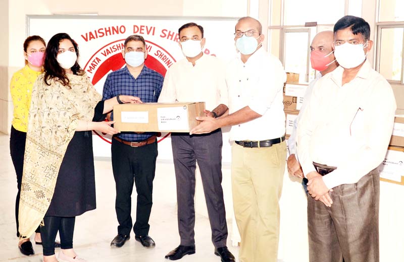 CEO, SMVD Shrine Board handing over protective gears for Panchayat Level Covid Care Centres. CEO, SMVD Shrine Board handing over protective gears for Panchayat Level Covid Care Centres.