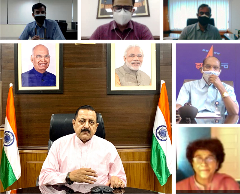 Union Minister Dr Jitendra Singh holding a high level on-line meeting with Chairman ISRO, Dr K. Sivan and senior officials of ISRO and Department of Space to review COVID related measures, on Thursday. Union Minister Dr Jitendra Singh holding a high level on-line meeting with Chairman ISRO, Dr K. Sivan and senior officials of ISRO and Department of Space to review COVID related measures, on Thursday.