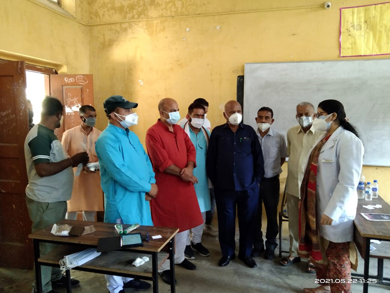 BJP vice president, Yudhvir Sethi, Bharat Bhushan, DDC Chairman and others during a visit to COVID Hospital Bhalwal on Saturday. BJP vice president, Yudhvir Sethi, Bharat Bhushan, DDC Chairman and others during a visit to COVID Hospital Bhalwal on Saturday.