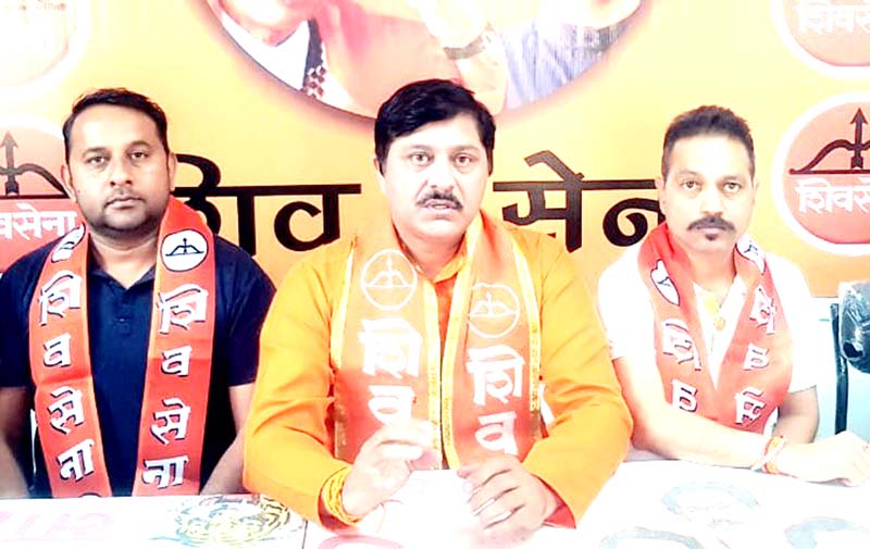 Shiv Sena leaders addressing a press conference at Jammu on Friday. Shiv Sena leaders addressing a press conference at Jammu on Friday.