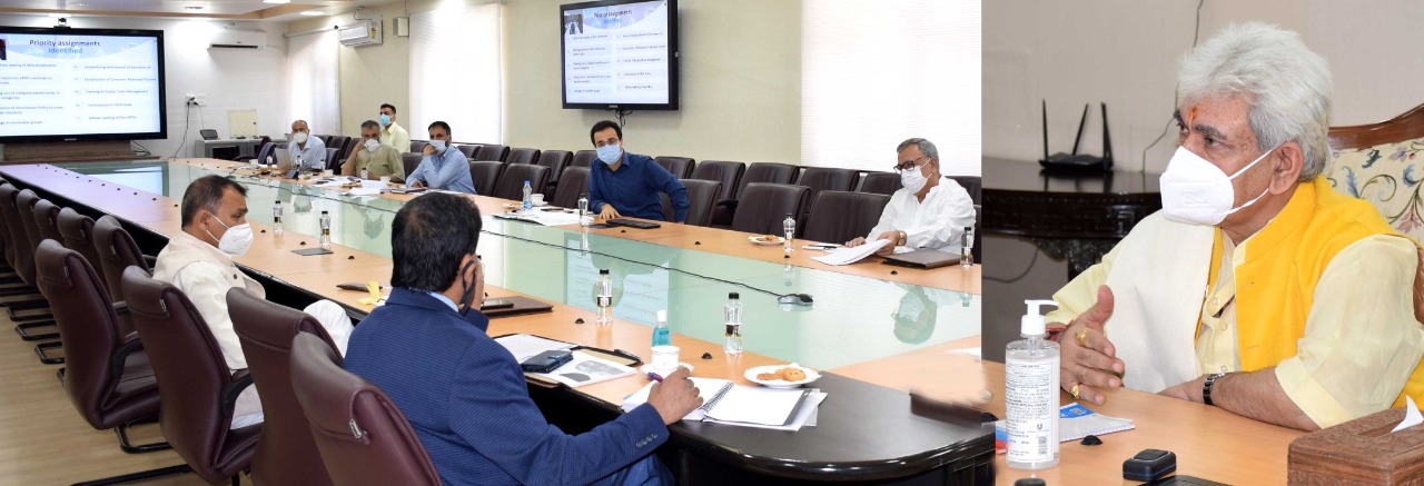 Lt Governor Manoj Sinha reviewing the Public Distribution System of FCS&CA deptt.