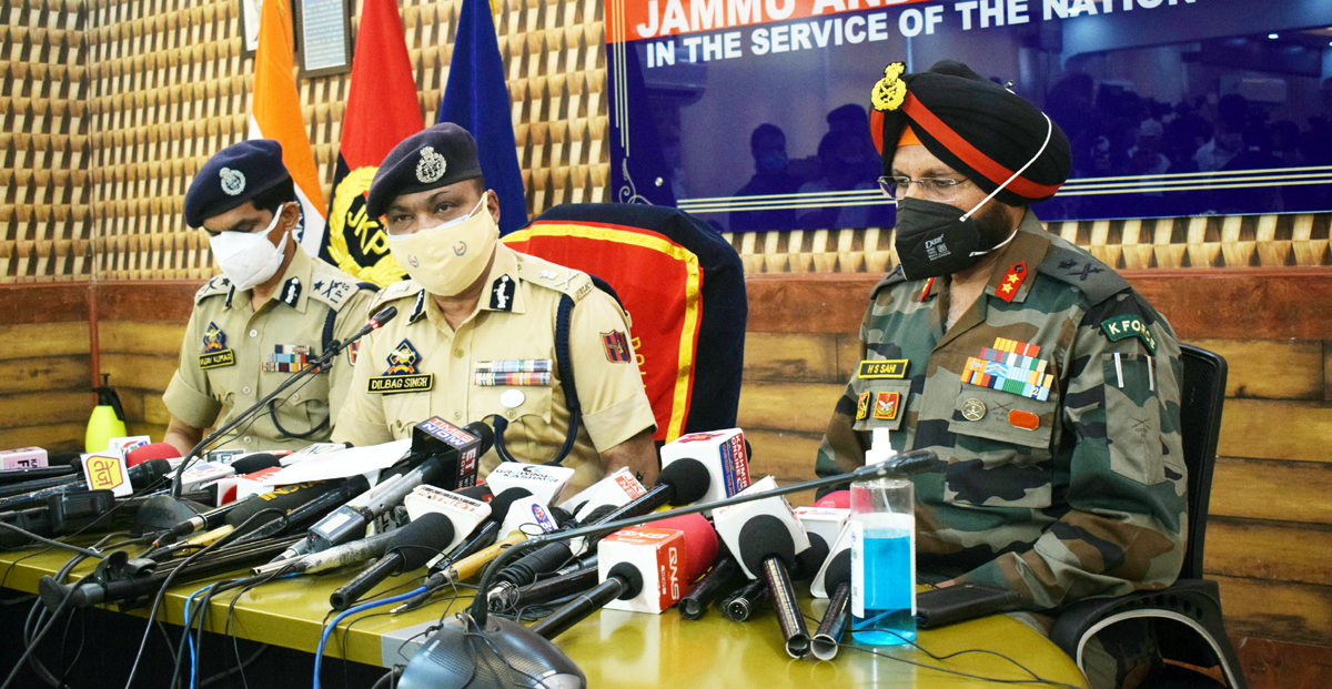 DGP Dilbag Singh addressing a press conference in Srinagar. —Excelsior/Shakeel DGP Dilbag Singh addressing a press conference in Srinagar. —Excelsior/Shakeel