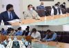 Lieutenant Governor, Manoj Sinha chairing a meeting of the Administrative Secretaries in Srinagar on Monday.