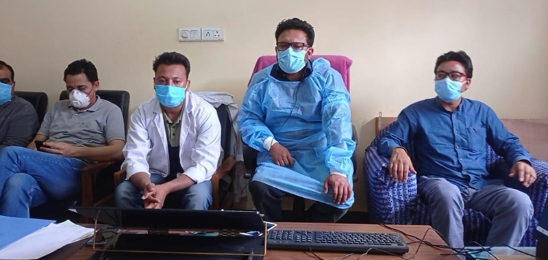 Doctors sitting on pen down strike at DH Kargil on Tuesday. Doctors sitting on pen down strike at DH Kargil on Tuesday.