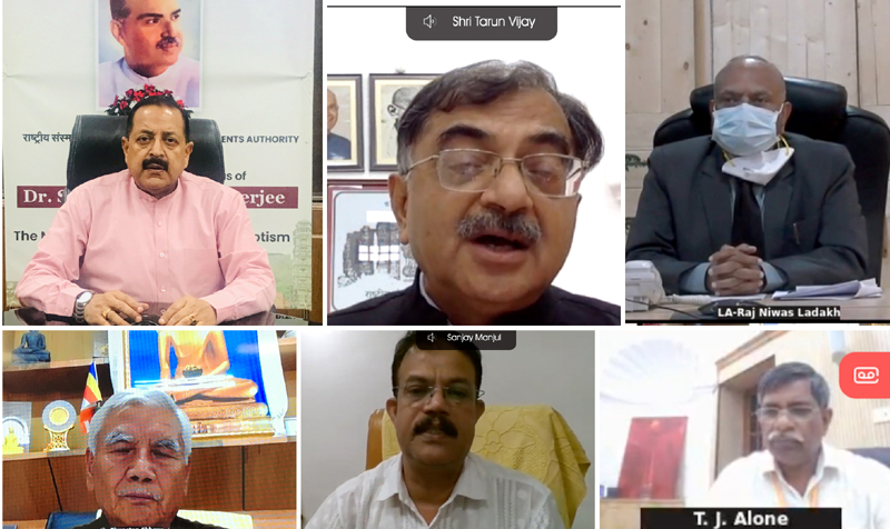 Union Minister Dr Jitendra Singh speaking at a national webinar to mark the death anniversary of Dr Syama Prasad Mookerjee, on Wednesday. Union Minister Dr Jitendra Singh speaking at a national webinar to mark the death anniversary of Dr Syama Prasad Mookerjee, on Wednesday.