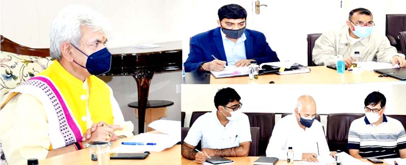 LG Manoj Sinha chairing a meeting at Srinagar on Thursday. LG Manoj Sinha chairing a meeting at Srinagar on Thursday.