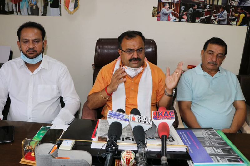 SCOA representatives addressing a press conference at Jammu on Friday. SCOA representatives addressing a press conference at Jammu on Friday.