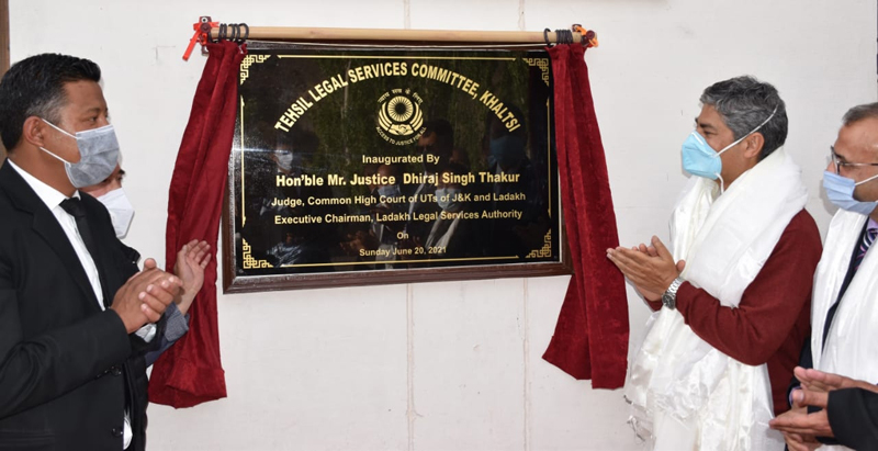 Justice Dhiraj Singh Thakur inaugurating Tehsil Legal Services Committee at Khaltsi on Sunday. Justice Dhiraj Singh Thakur inaugurating Tehsil Legal Services Committee at Khaltsi on Sunday.