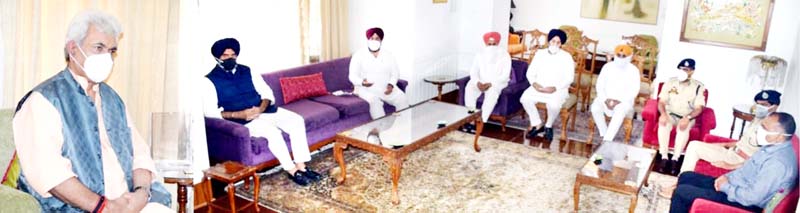 LG Manoj Sinha interacting with delegation of DSGMC on Sunday. LG Manoj Sinha interacting with delegation of DSGMC on Sunday.