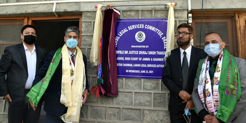 Justice Dhiraj Singh Thakur inaugurating TLSC at Drass on Wednesday. Justice Dhiraj Singh Thakur inaugurating TLSC at Drass on Wednesday.
