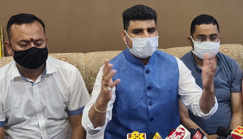 BJP leaders at a press conference at Udhampur on Friday. BJP leaders at a press conference at Udhampur on Friday.