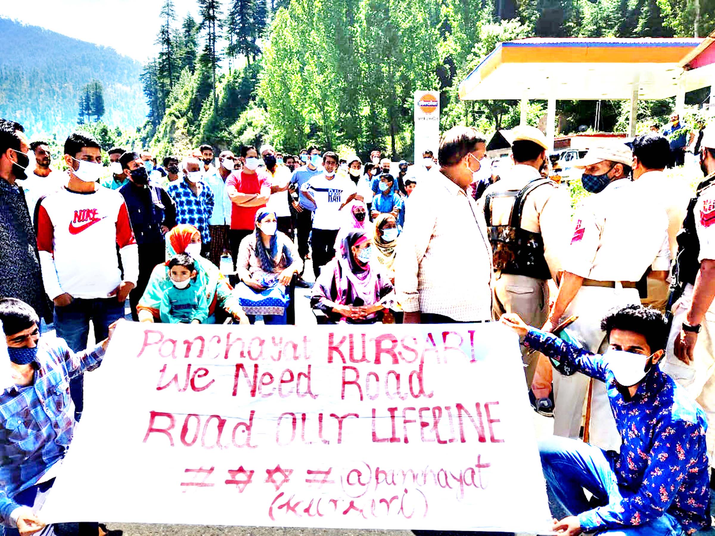 Villagers during protest. -Excelsior/Tilak Raj Villagers during protest. -Excelsior/Tilak Raj
