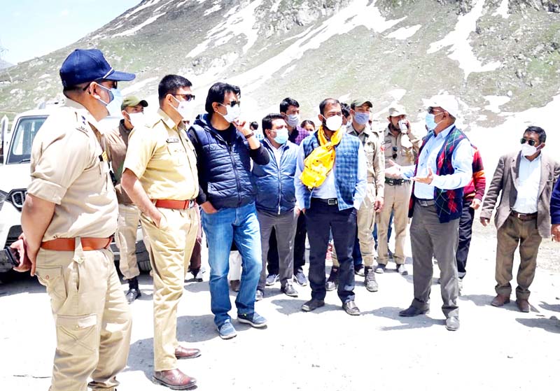 Chairman and CEC LAHDC Kargil Feroz Ahmad Khan during visit to Zojila Pass. -Excelsior/Basharat Ladakhi Chairman and CEC LAHDC Kargil Feroz Ahmad Khan during visit to Zojila Pass. -Excelsior/Basharat Ladakhi