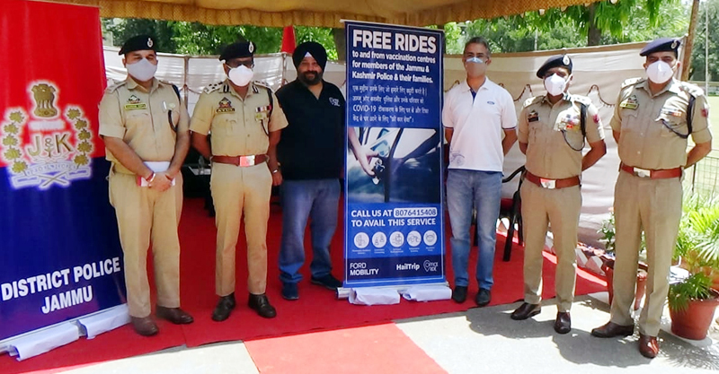 Police officers during launch of free rides at DPL Jammu on Tuesday. Police officers during launch of free rides at DPL Jammu on Tuesday.