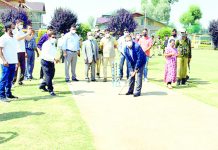 Advisor to Lieutenant Governor, Baseer Khan inaugurating Jammu Kashmir Premier League at Srinagar on Tuesday.