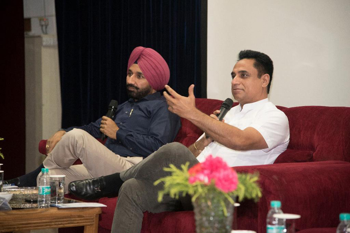 Chairman & President of Chandigarh Group of College talking to media persons. Chairman & President of Chandigarh Group of College talking to media persons.