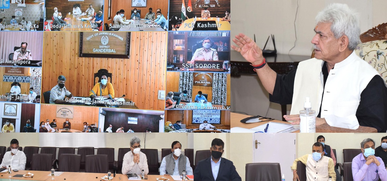 Lt Governor Manoj Sinha chairing series of meetings to review Covid Scenario in J&K (2)