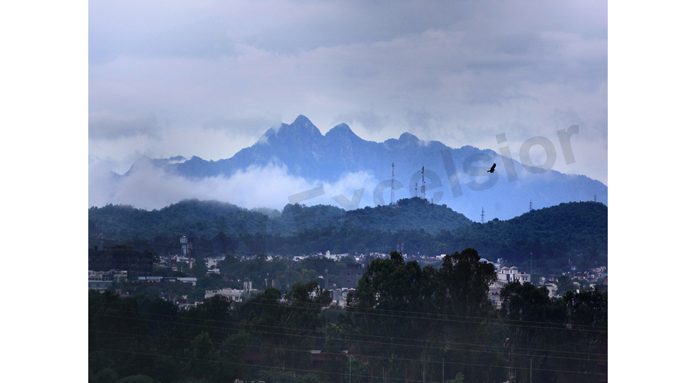 Panoramic view of Trikuta hills taken from Jammu on Monday. —Excelsior/Rakesh