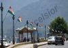 Boulevard Road on the banks of Dal lake in Srinagar bedecked with national flags. —Excelsior/Shakeel