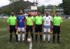 Captains alongwith referees posing for a group photograph before match at Srinagar on Wednesday.