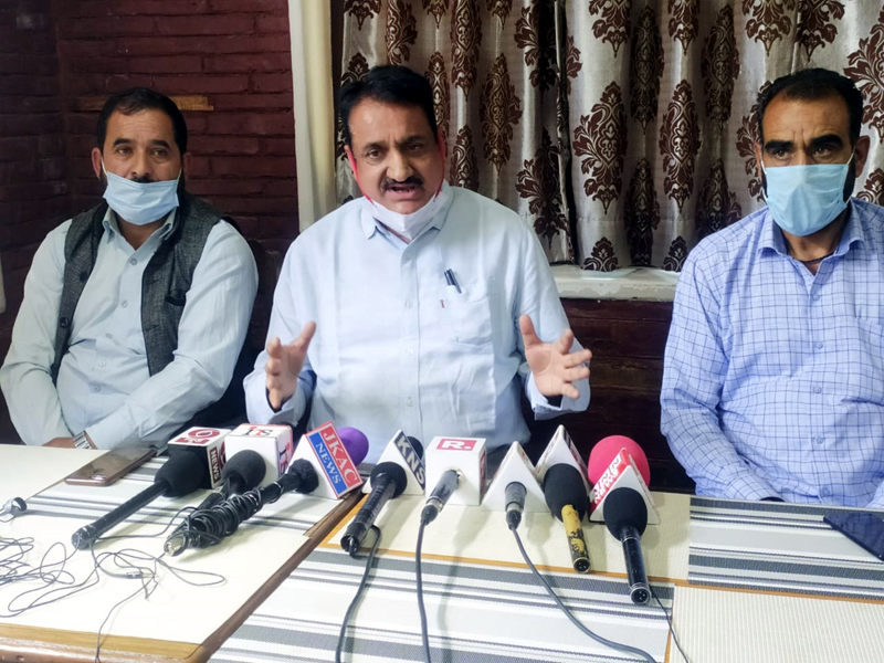Panthers Party leaders addressing a press conference in Srinagar. - Excelsior/Shakeel Panthers Party leaders addressing a press conference in Srinagar. - Excelsior/Shakeel
