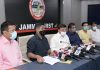 JCCI president, Arun Gupta addressing press conference in Jammu on Friday. -Excelsior/Rakesh