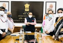 Union Minister Dr Jitendra Singh launching e-book Civil List-2021 of IAS officers at North Block, New Delhi on Tuesday.   